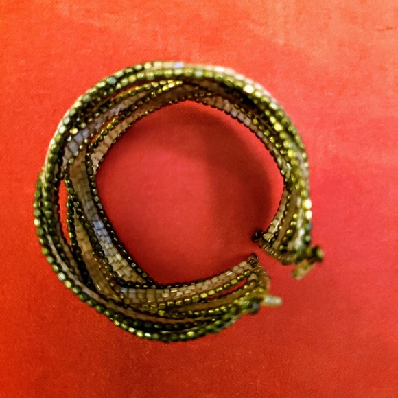 Braided Bead Cuff Bracelet - Boho - Picture 3 of 4